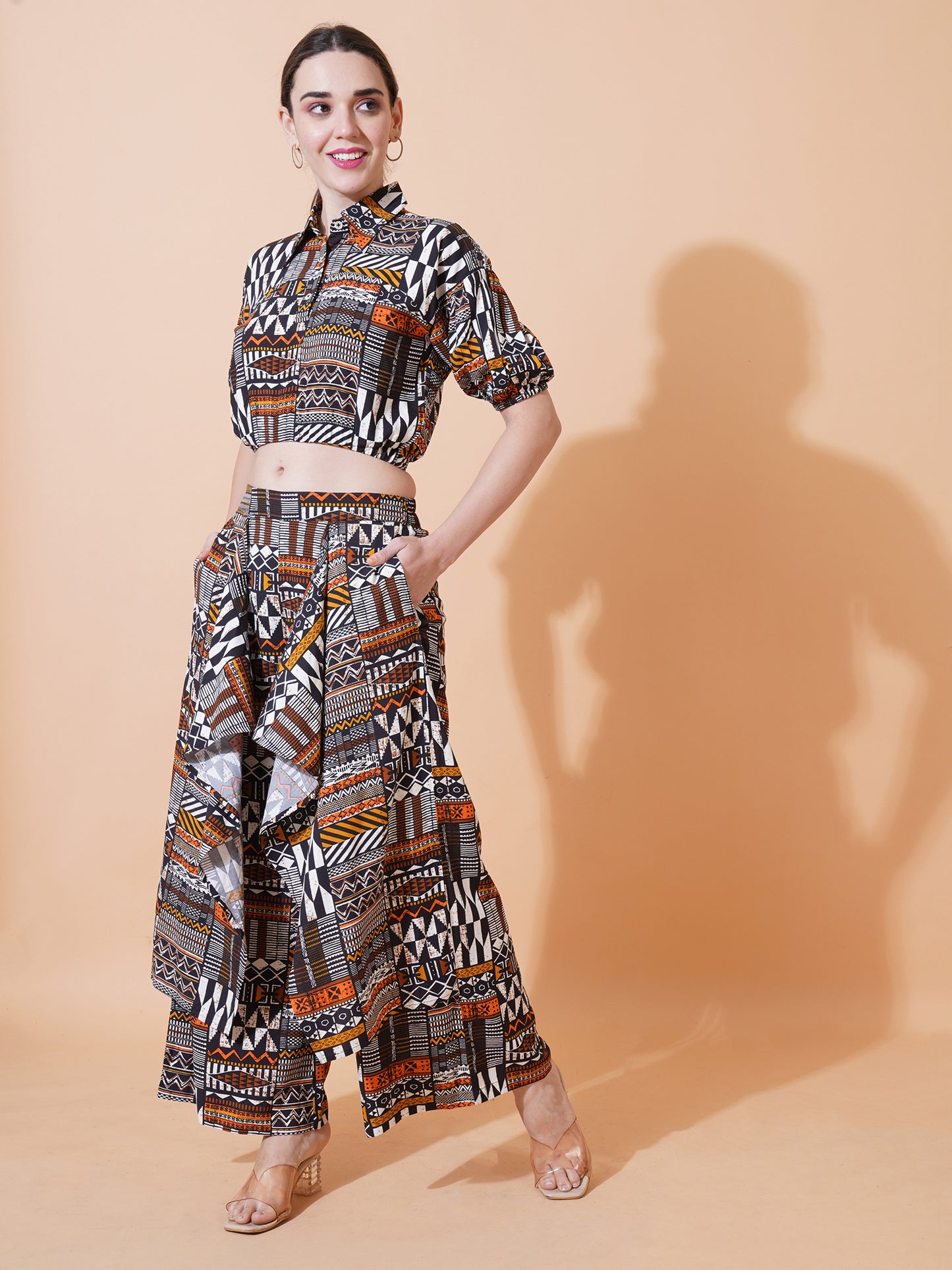 Womens Co-ord Set With Elasticated Crop Top and Elasticated Pants