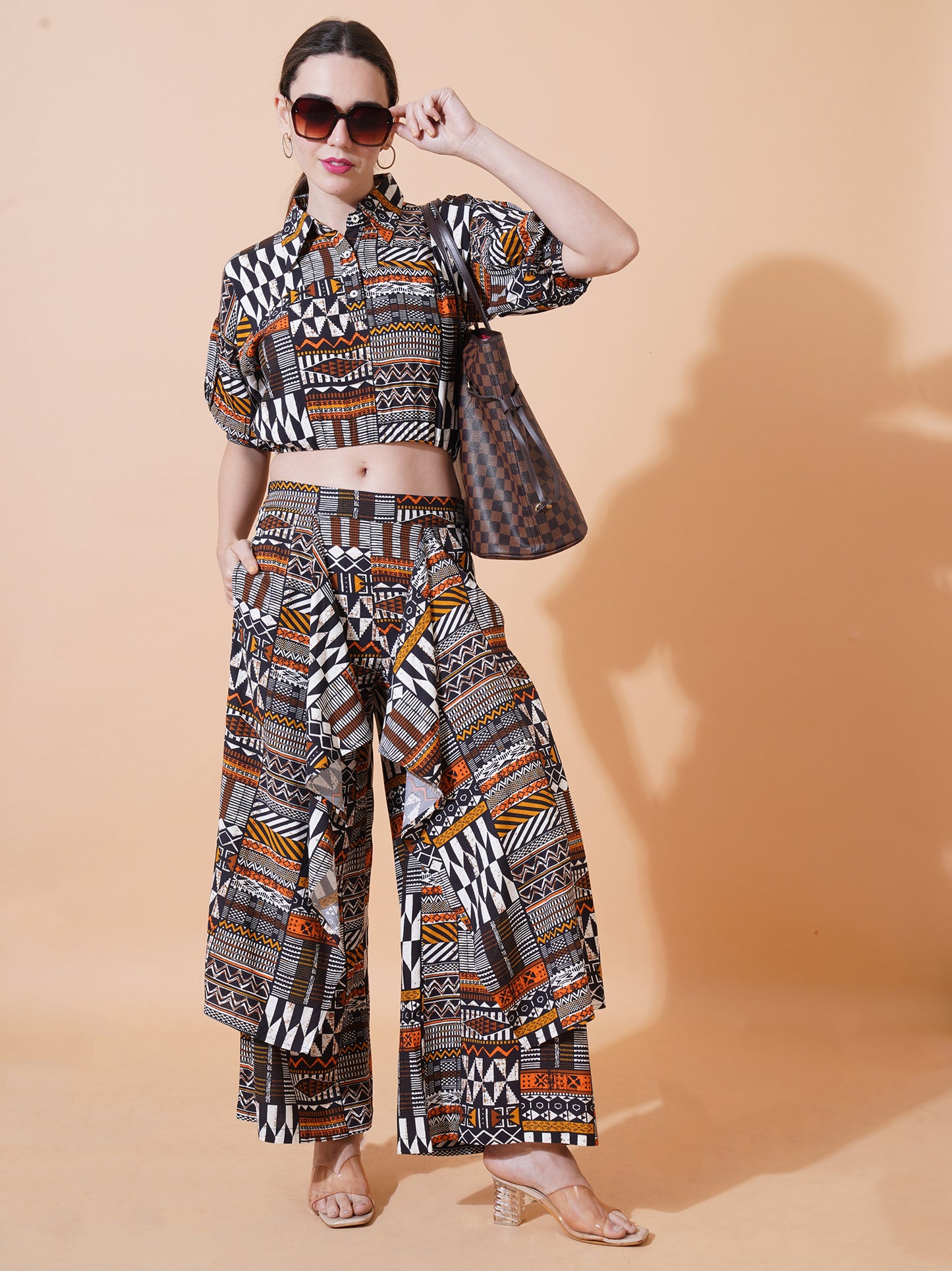 Womens Co-ord Set With Elasticated Crop Top and Elasticated Pants