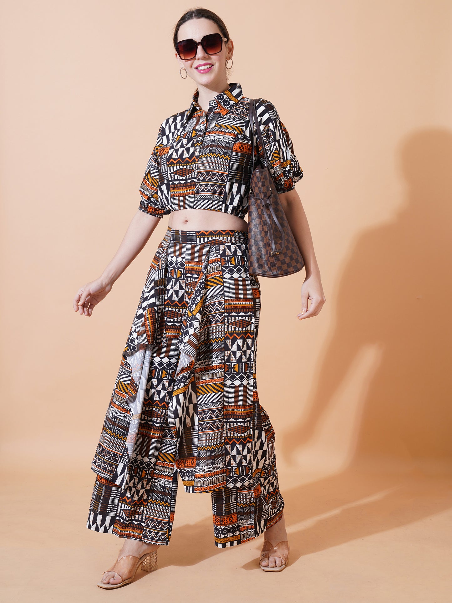 Womens Co-ord Set With Elasticated Crop Top and Elasticated Pants