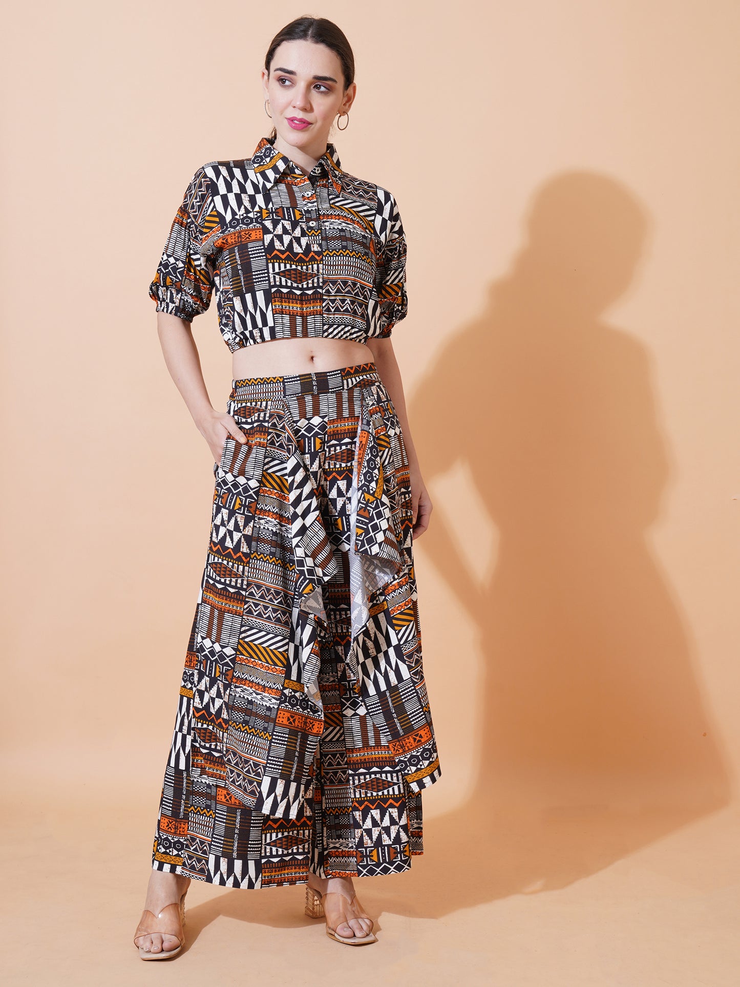 Womens Co-ord Set With Elasticated Crop Top and Elasticated Pants