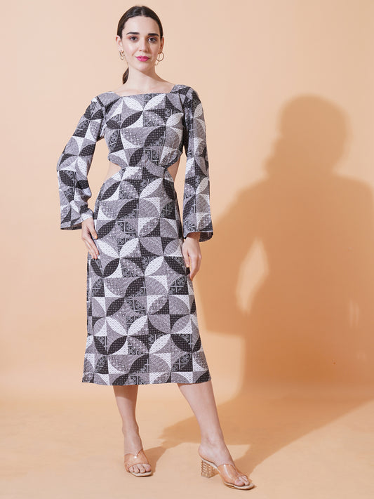 Womens Casual Midi Dress With Back Tie Up